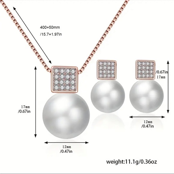 NEW Faux Pearls Pendant Necklace & Stud Earrings Set - Picture 5 of 6